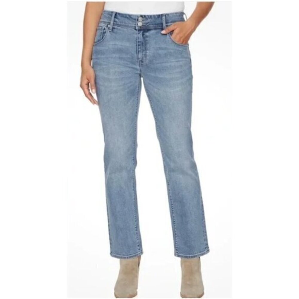 Hudson Signature Flap Pocket Straight Leg High Rise Light Wash Jeans